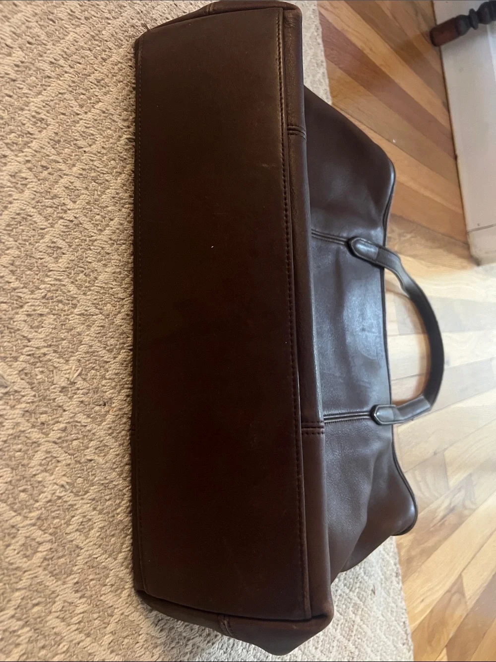 Vintage Coach Brown Glovetanned Leather Zip Top Tote (Style 9819)